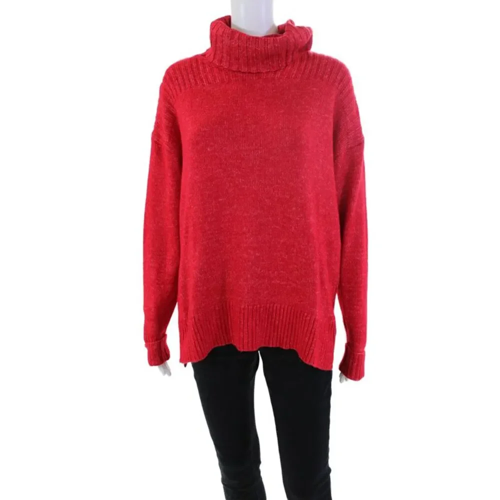 Renuar Womens Turtleneck Long Sleeve Pullover Sweater Top Berry Size S